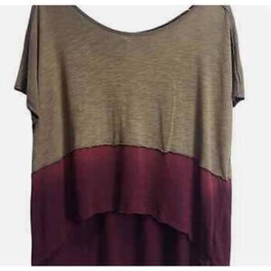 Free People Burgundy Short Sleeve Hi-
lowtop Size PS